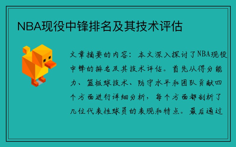 NBA现役中锋排名及其技术评估